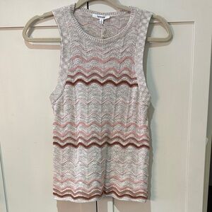 Splendid Anthropologie Wave Pattern Tank Top in Cream and Brown